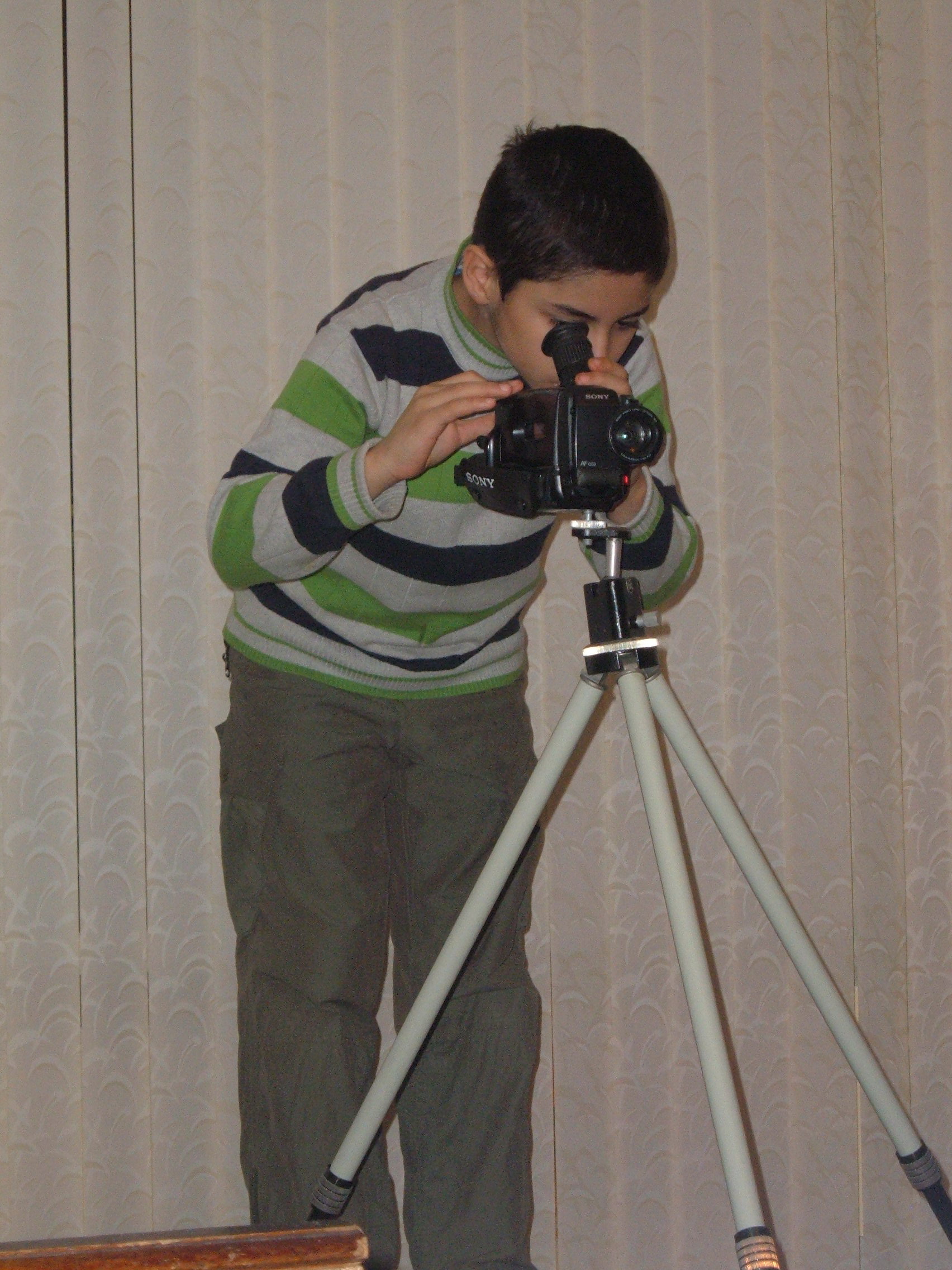Tigran with his first camera and tripod